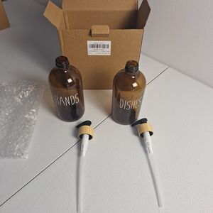 Refillable Glass Soap Dispenser with Rust Proof Stainl Steel Pump, bamdo. NEW